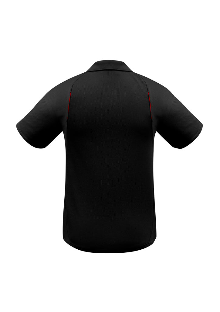 United Mens Short Sleeve Polo - Black/Red - Back