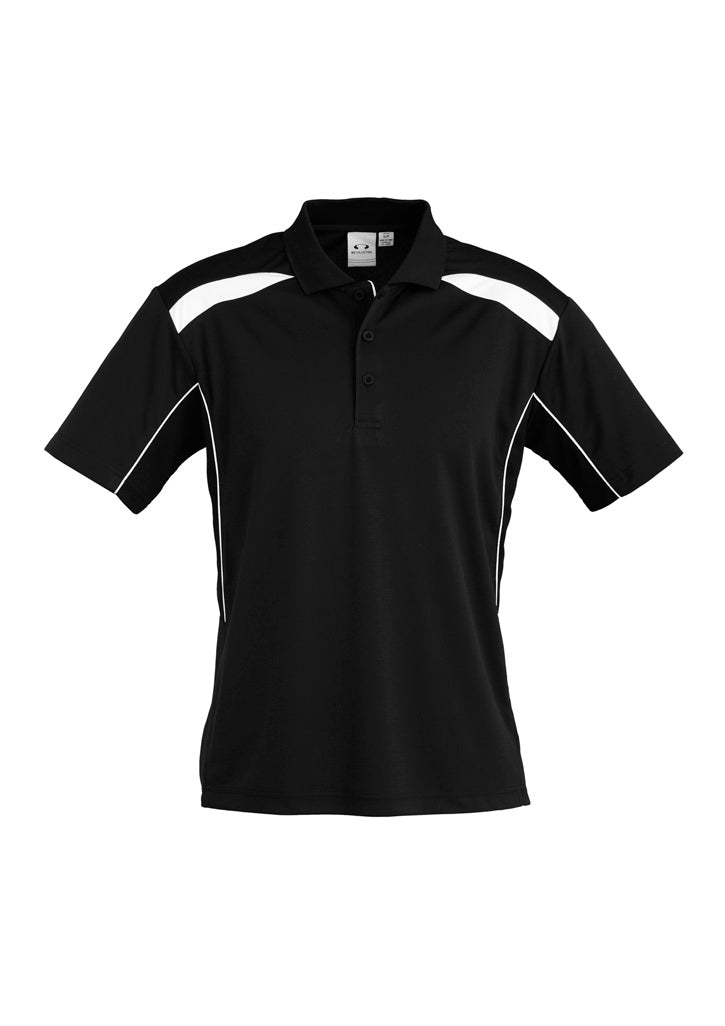 United Mens Short Sleeve Polo - Black/White - Front