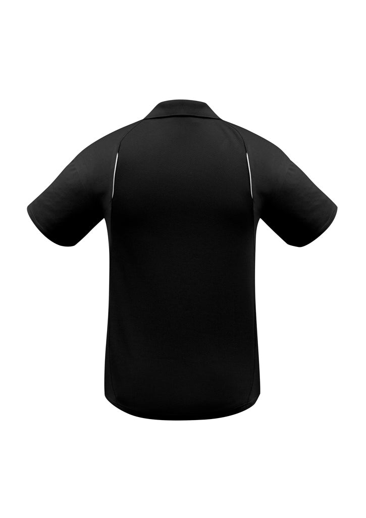 United Mens Short Sleeve Polo - Black/White - Back