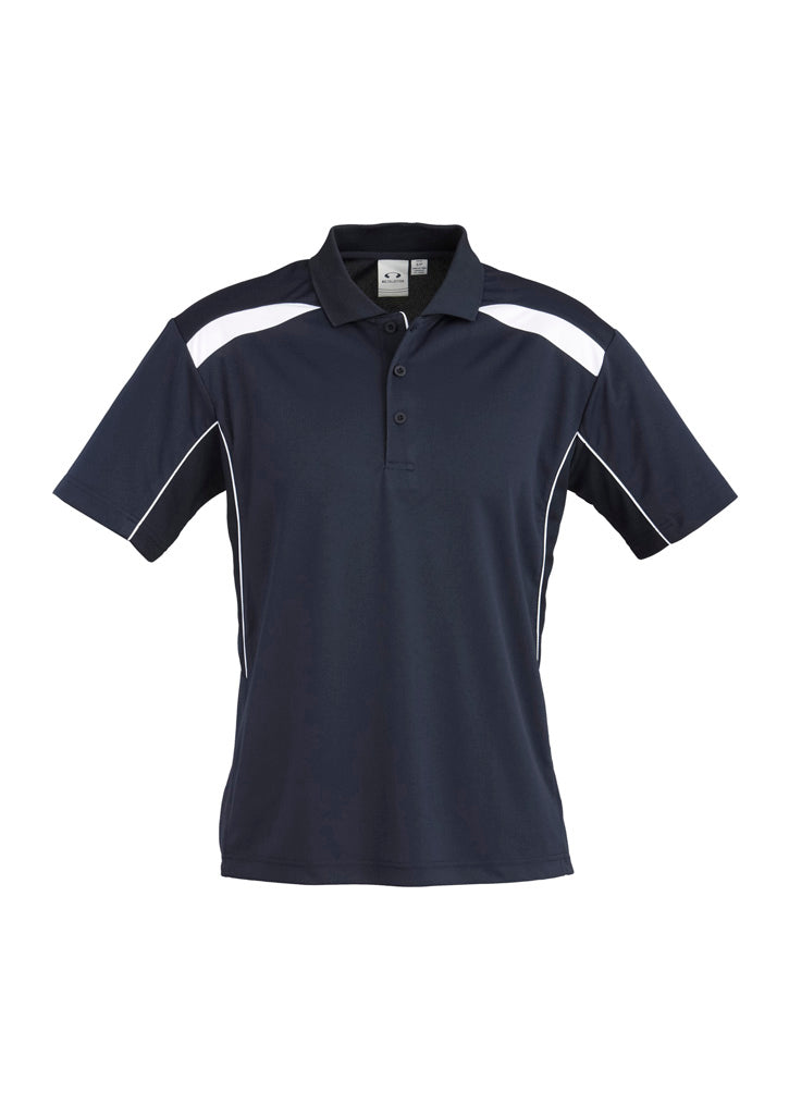 United Mens Short Sleeve Polo - Navy/White - Front