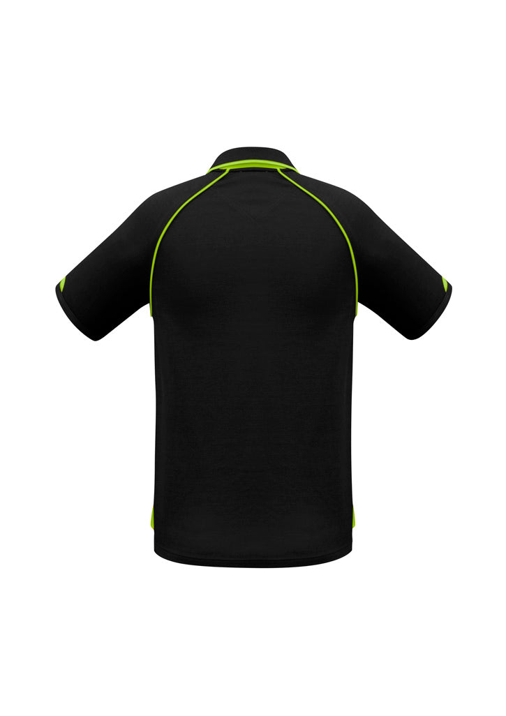 Fusion Mens Short Sleeve Polo - Black/Fluoro Yellow/Lime - Back