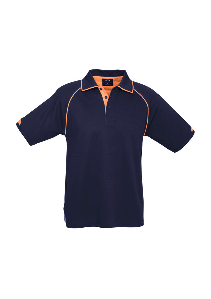 Fusion Mens Short Sleeve Polo - Navy/Fluoro Orange - Front