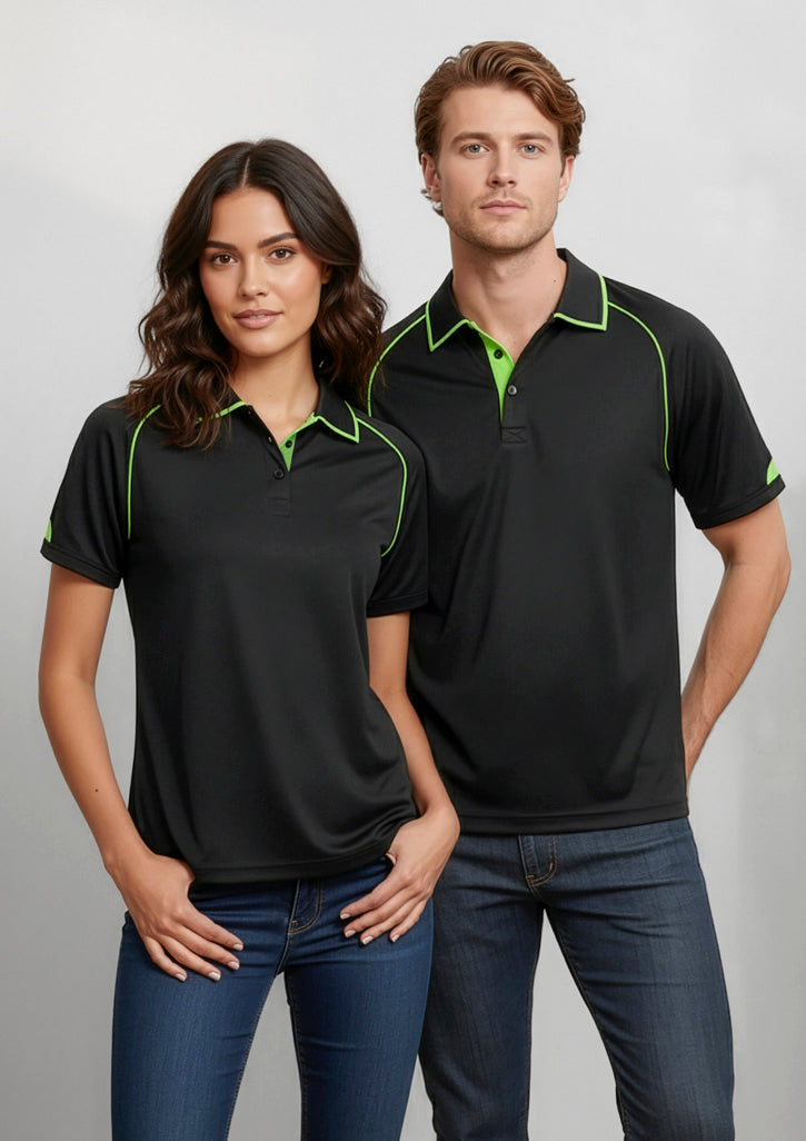 Fusion Womens Short Sleeve Polo - Black/Fluoro Yellow/Lime - Model