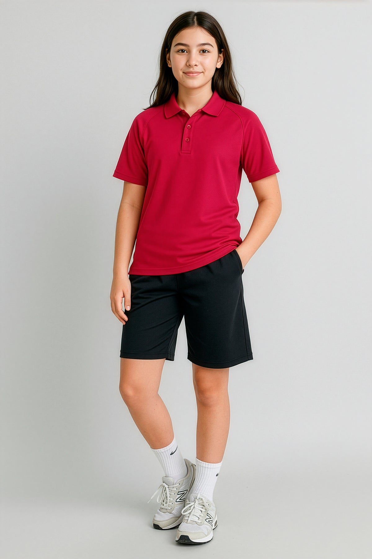 Sprint Kids Short Sleeve Polo - Red - Model