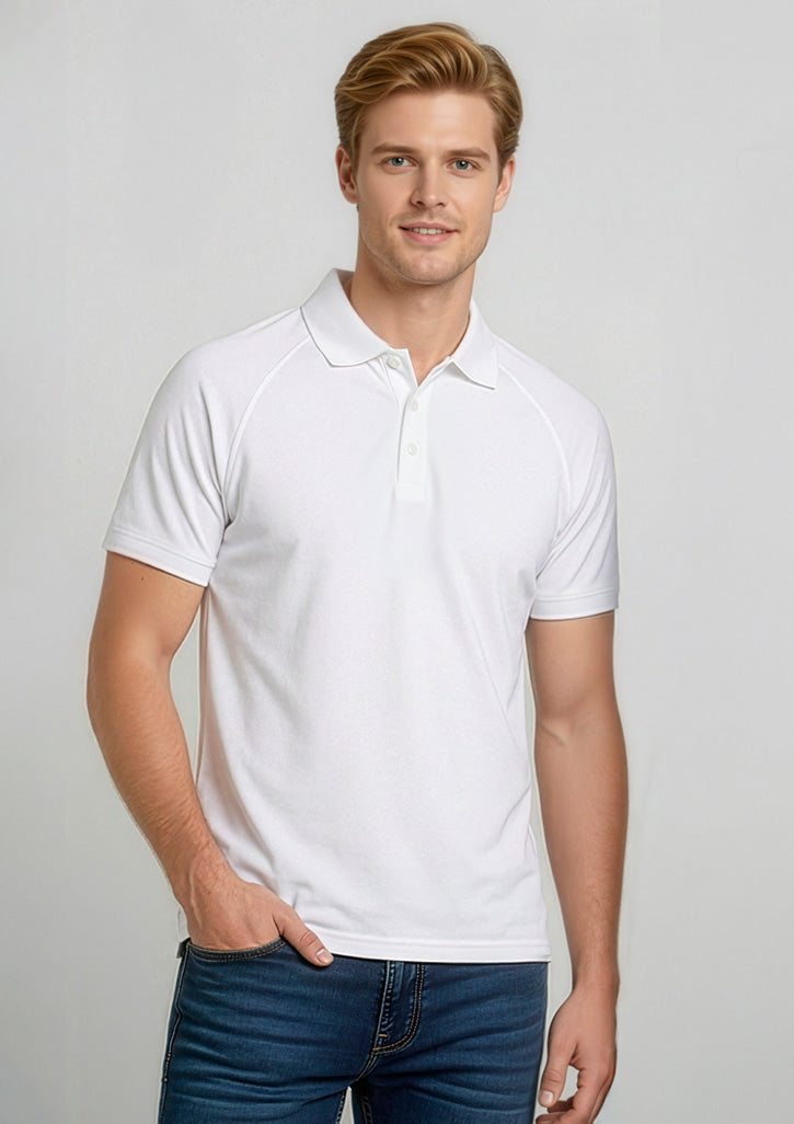 Sprint Mens Short Sleeve Polo - White - Model