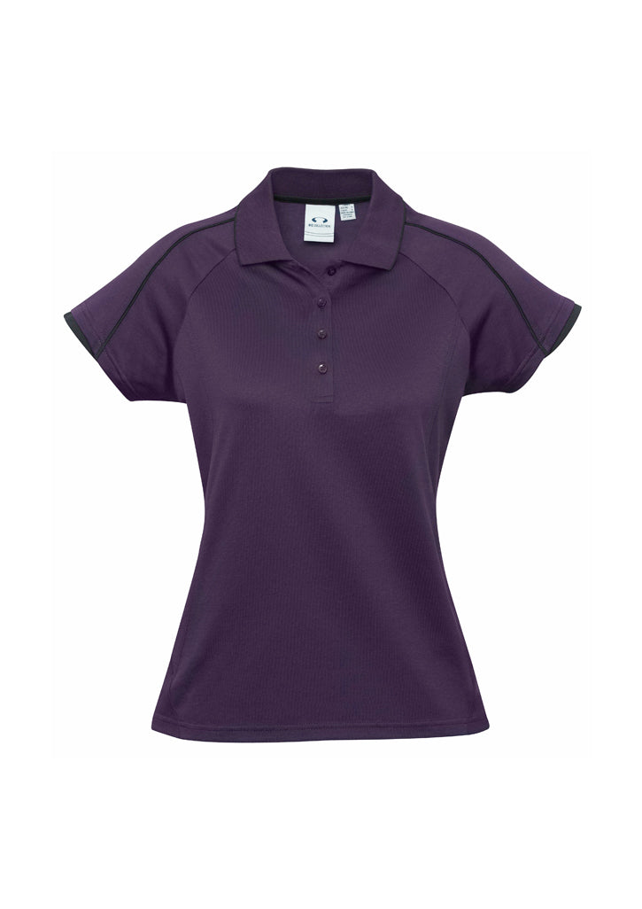 Blade Womens Short Sleeve Polo - Grape/Black - Front