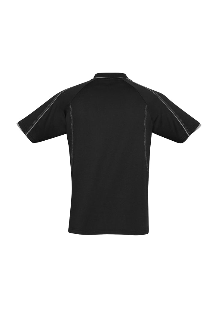 Blade Mens Short Sleeve Polo - Black/Silver Grey - Back