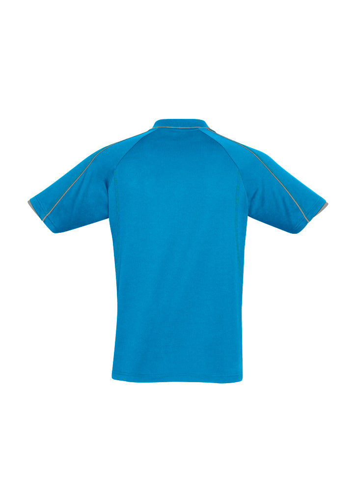 Blade Mens Short Sleeve Polo - Cyan/Silver Grey - Back