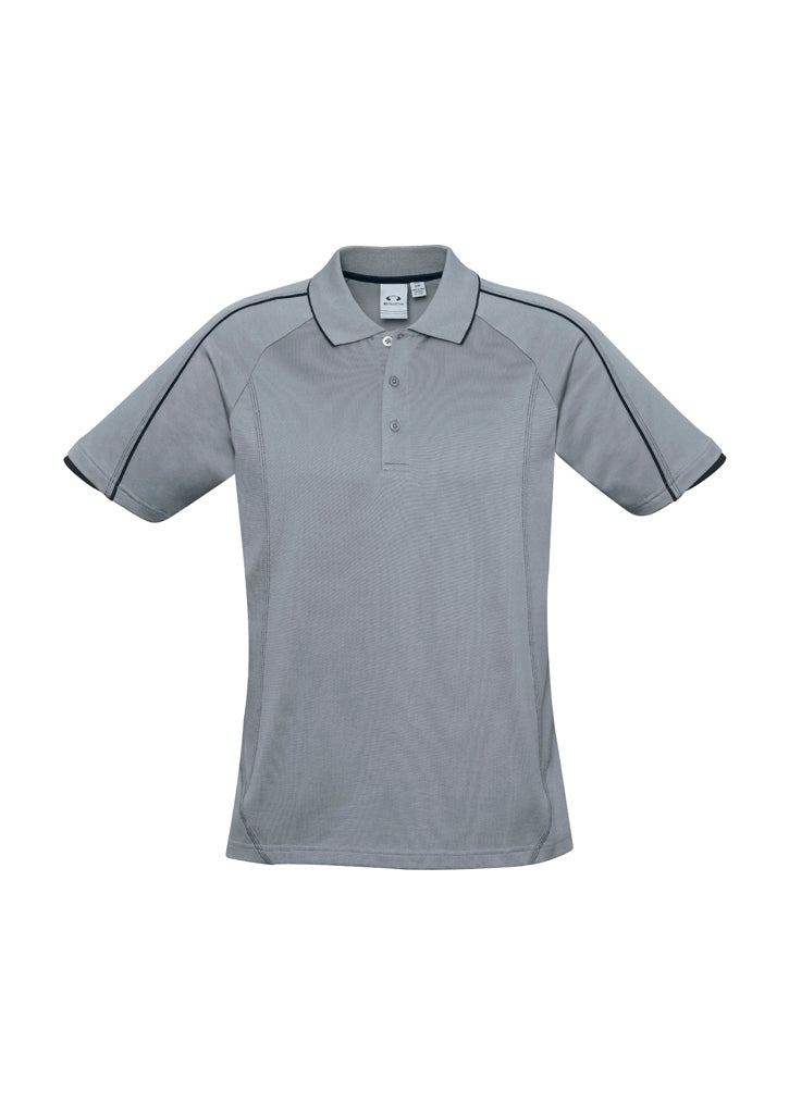 Blade Mens Short Sleeve Polo - Silver Grey/Black - Front