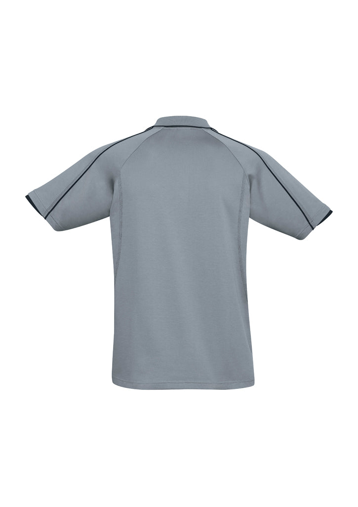 Blade Mens Short Sleeve Polo - Silver Grey/Black - Back