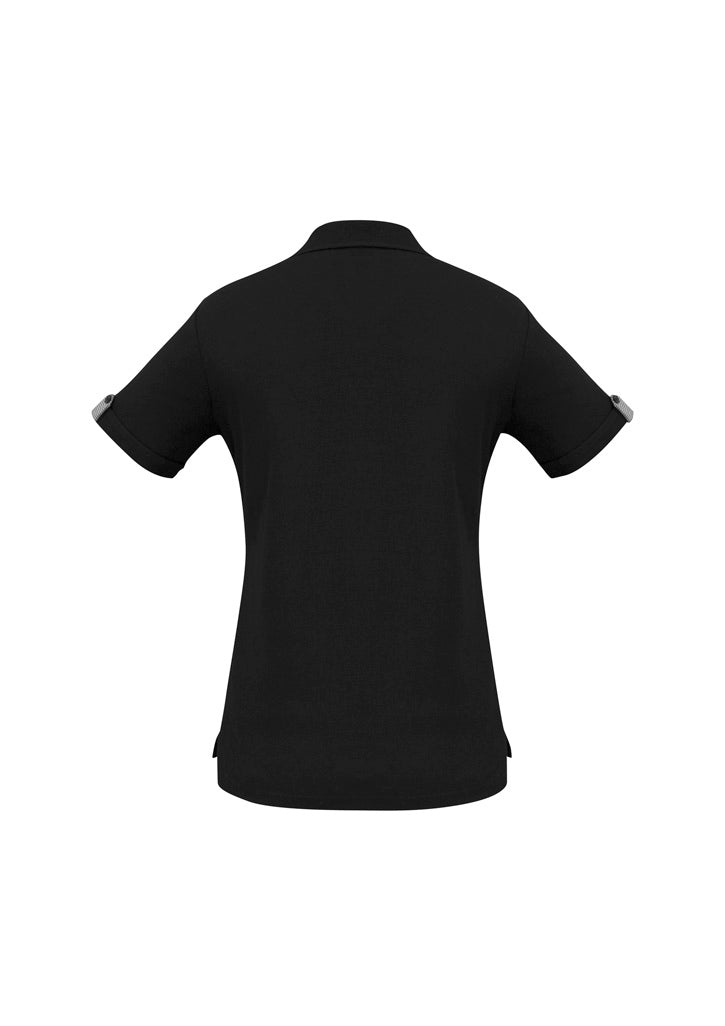 Edge Womens Short Sleeve Polo - Black/Check - Back