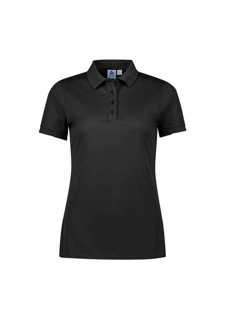 Focus Womens Short Sleeve Polo - Black/Black - Front