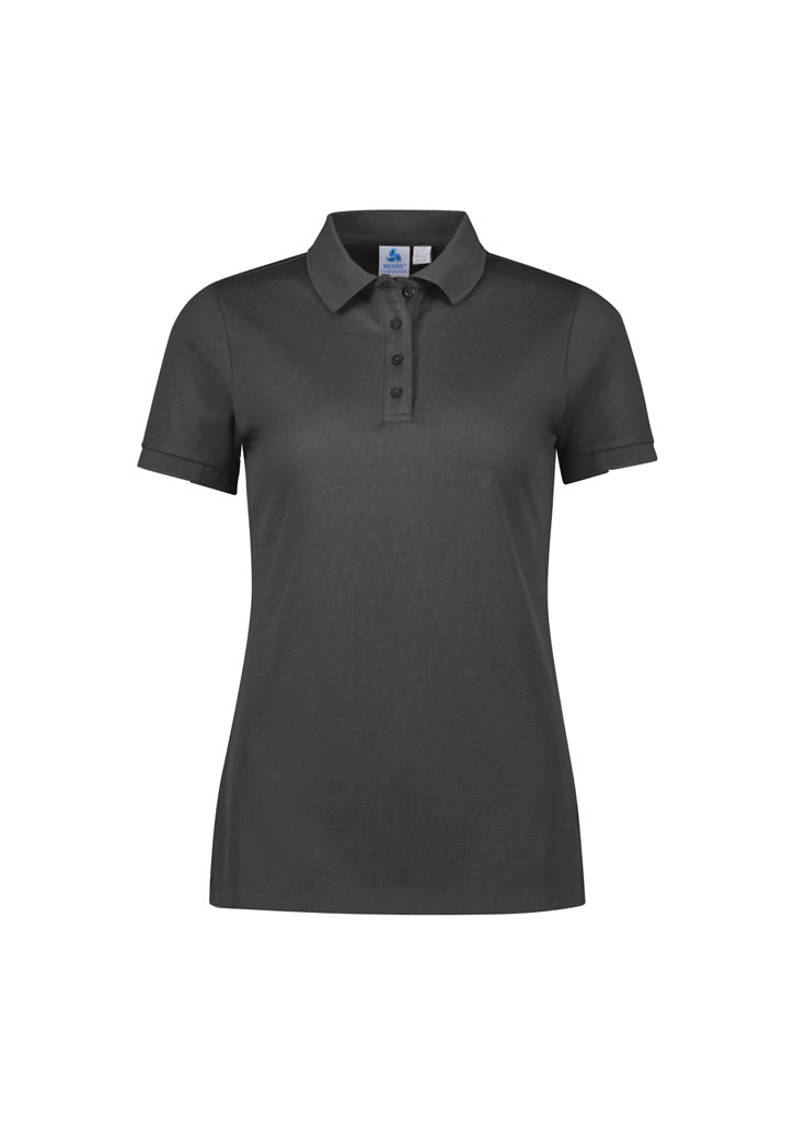 Focus Womens Short Sleeve Polo - Charcoal/Charcoal - Front