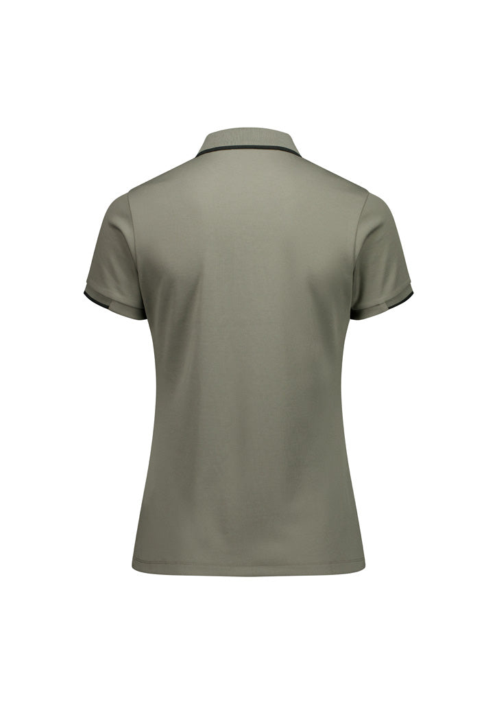 Focus Womens Short Sleeve Polo - Taupe/Black - Back