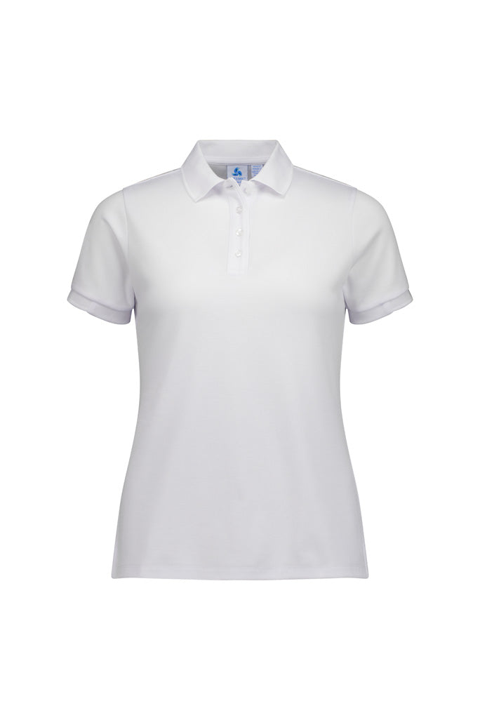 Focus Womens Short Sleeve Polo - White/White - Front