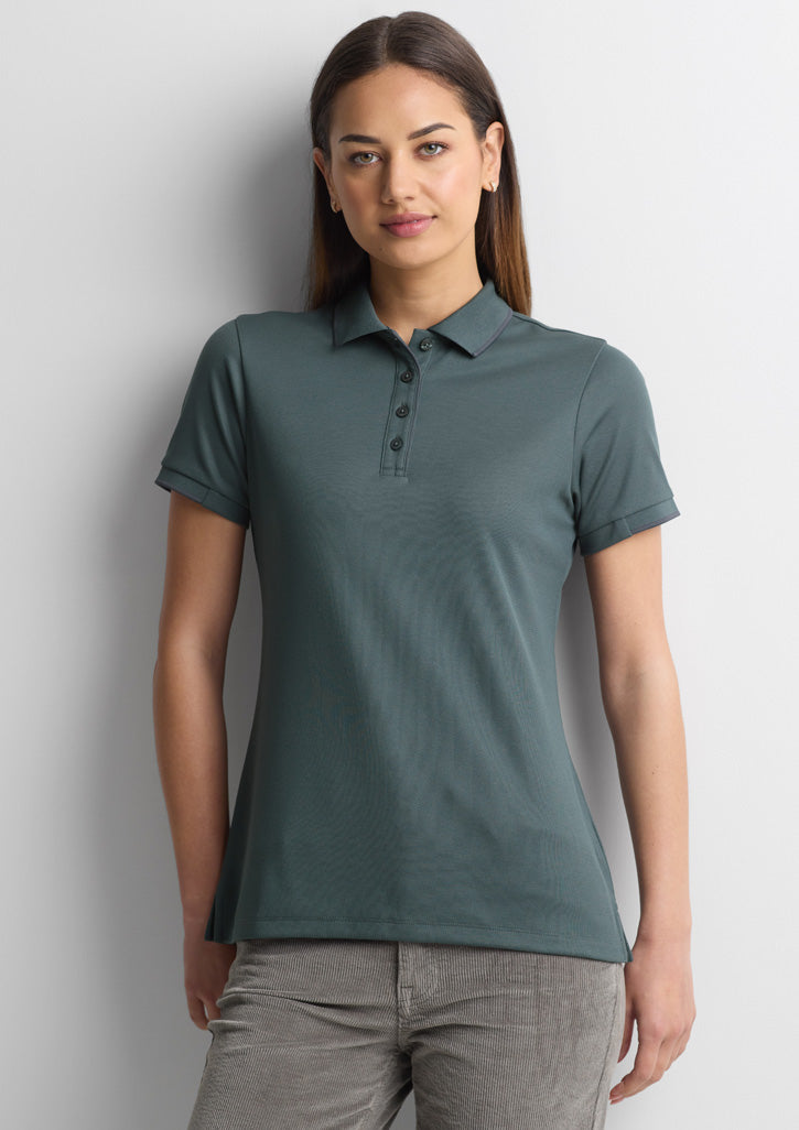 Focus Womens Short Sleeve Polo - Seafoam/Charcoal - Model