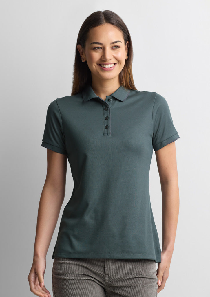 Focus Womens Short Sleeve Polo - Seafoam/Charcoal - Model