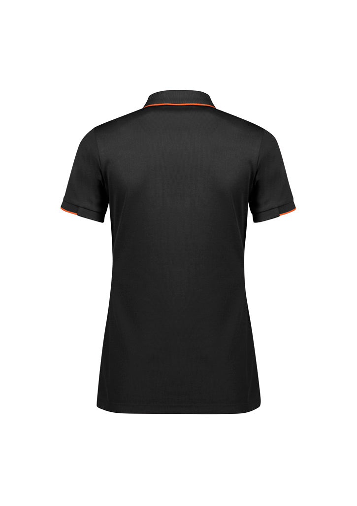 Focus Womens Short Sleeve Polo - Black/Orange - Back
