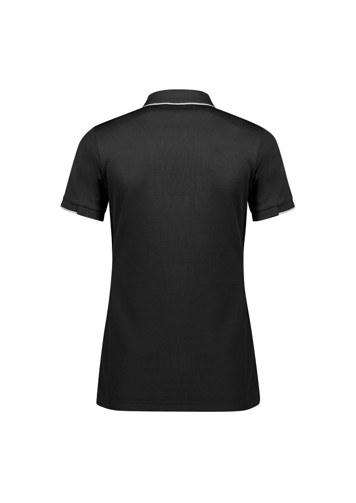 Focus Womens Short Sleeve Polo - Black/White - Back