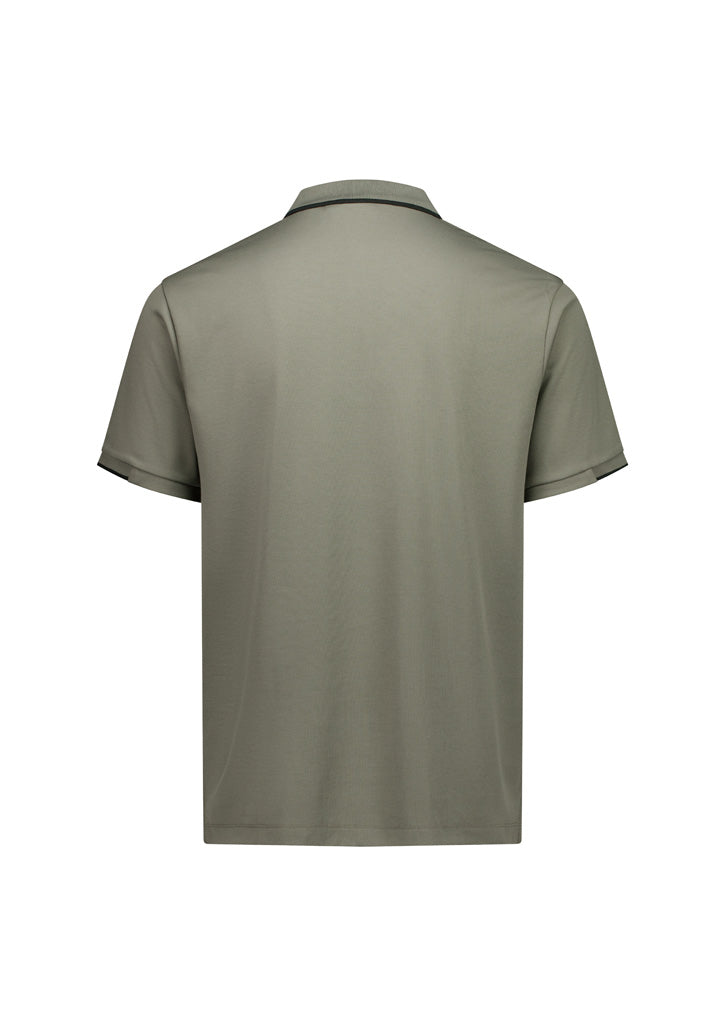 Focus Mens Short Sleeve Polo - Taupe/Black - Back