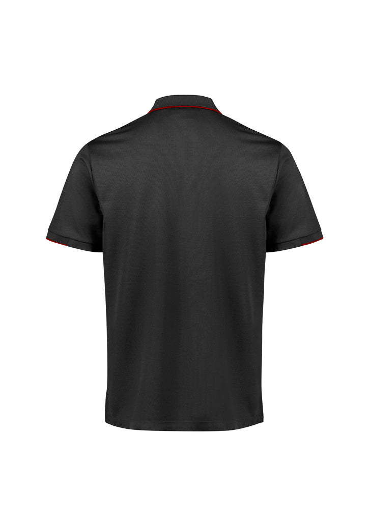 Focus Mens Short Sleeve Polo - Black/Red - Back