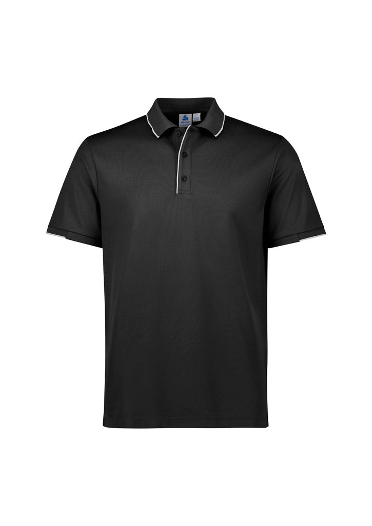 Focus Mens Short Sleeve Polo - Black/White - Front