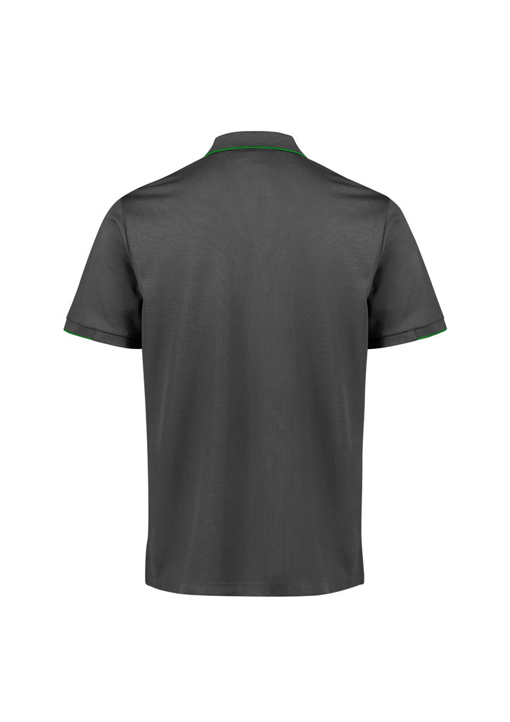 Focus Mens Short Sleeve Polo - Grey/Fluoro Lime - Back