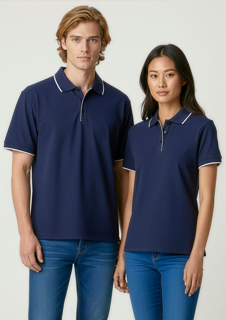 Elite Mens Short Sleeve Polo - Navy/White - Model