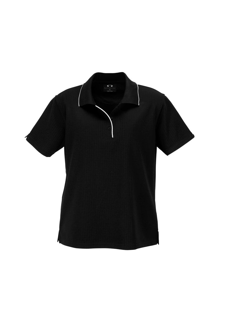 Elite Womens Short Sleeve Polo - Black/White - Front