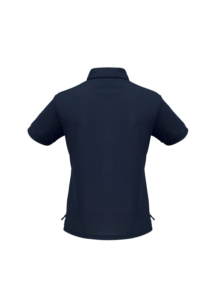 Micro Womens Waffle Short Sleeve Polo - Navy - Back