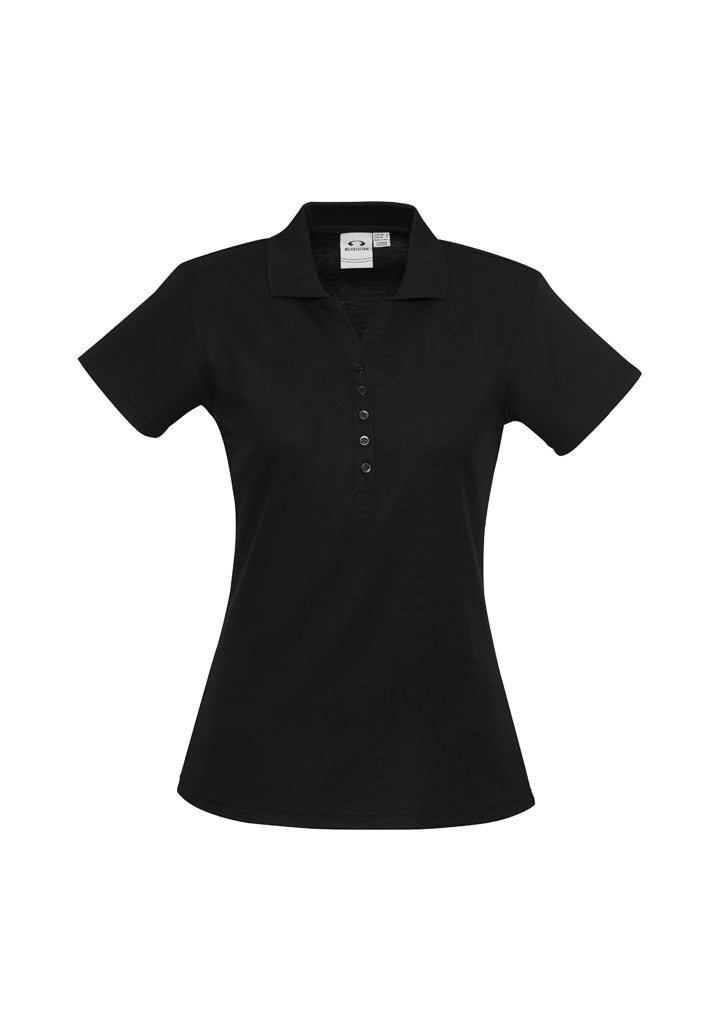 Crew Womens Short Sleeve Polo - Black - Front
