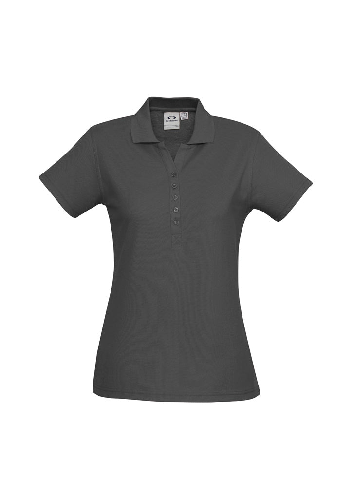 Crew Womens Short Sleeve Polo - Charcoal - Front