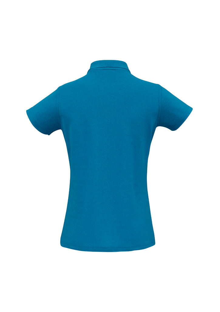 Crew Womens Short Sleeve Polo - Cyan - Back