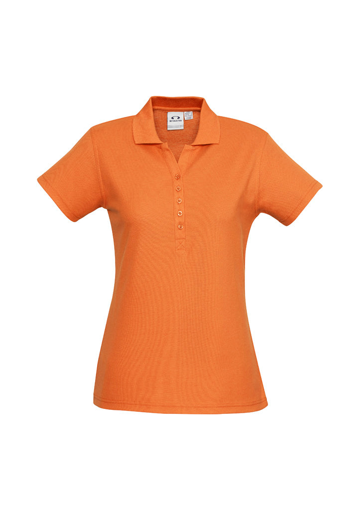 Crew Womens Short Sleeve Polo - Orange - Front
