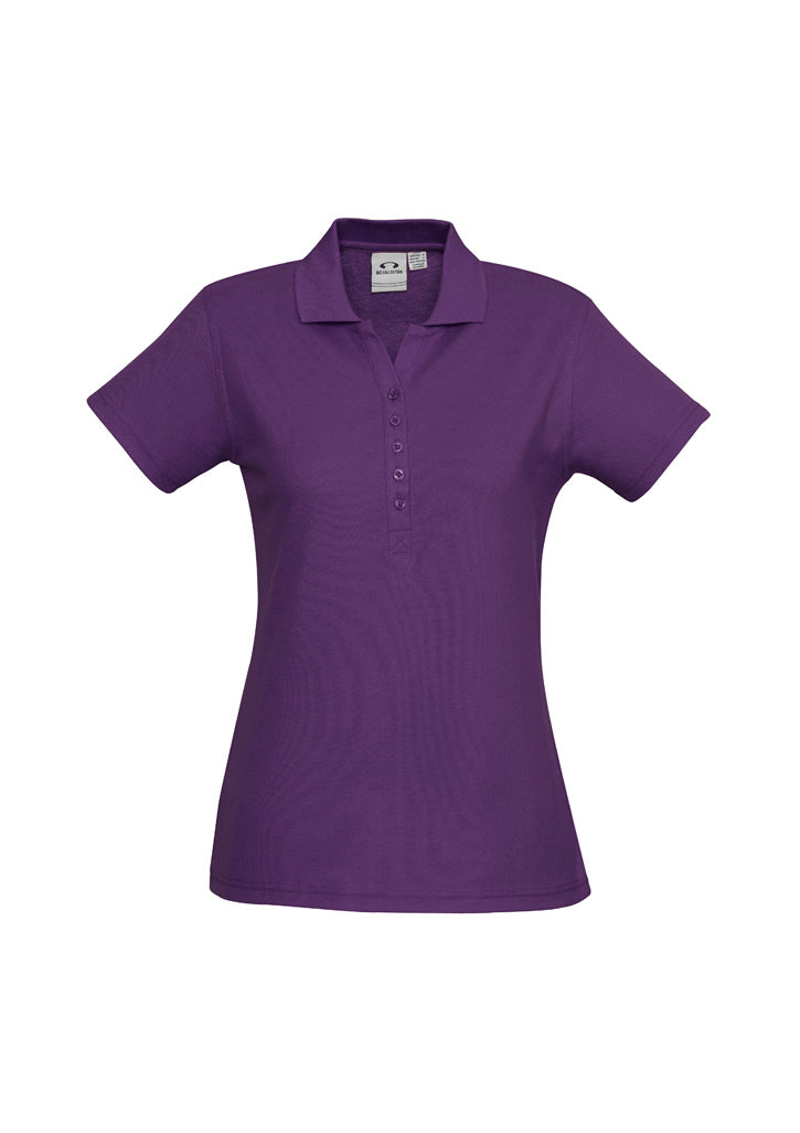 Crew Womens Short Sleeve Polo - Purple - Front