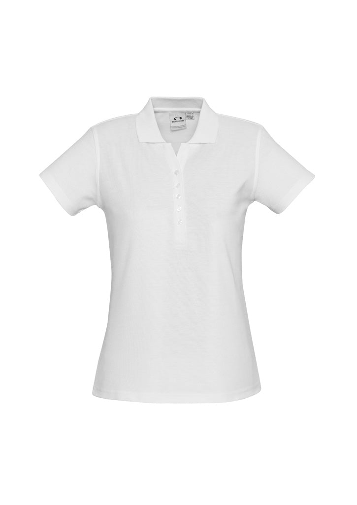 Crew Womens Short Sleeve Polo - White - Front