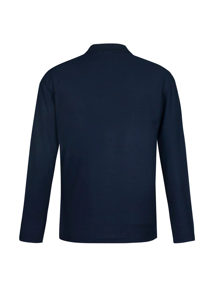 Crew Mens Long Sleeve Polo - Navy - Back