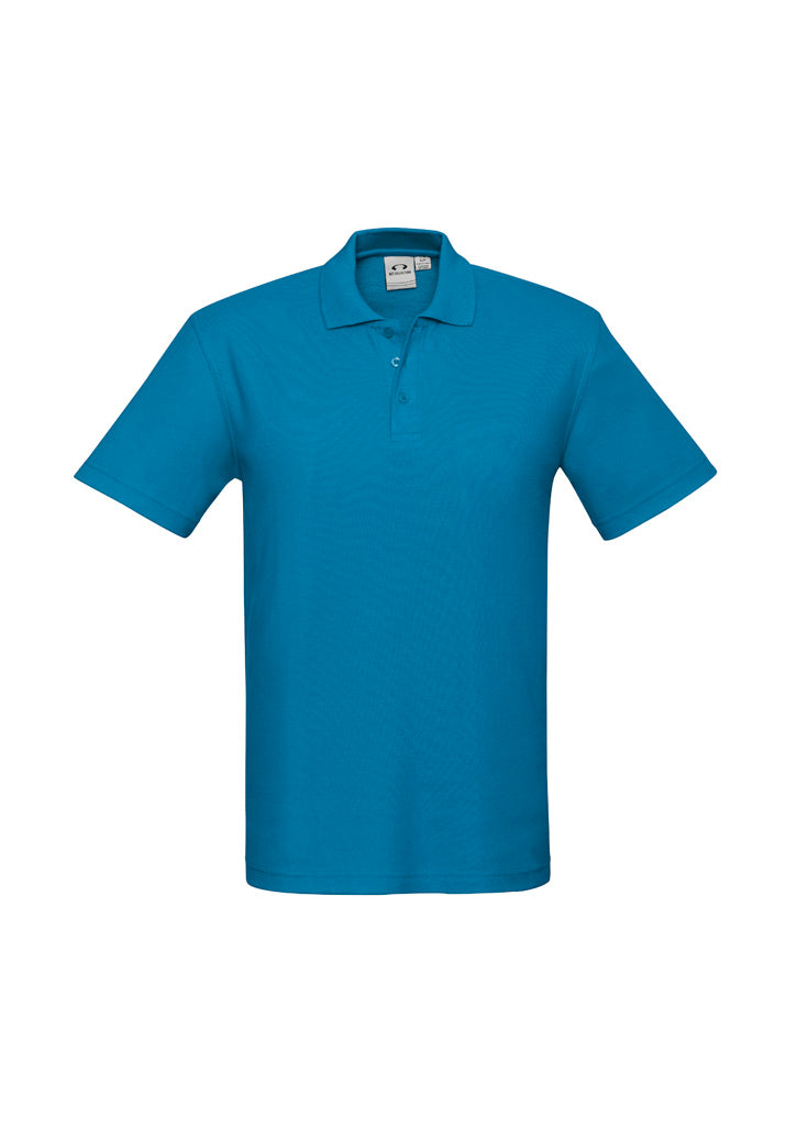 Crew Mens Short Sleeve Polo - Cyan - Front