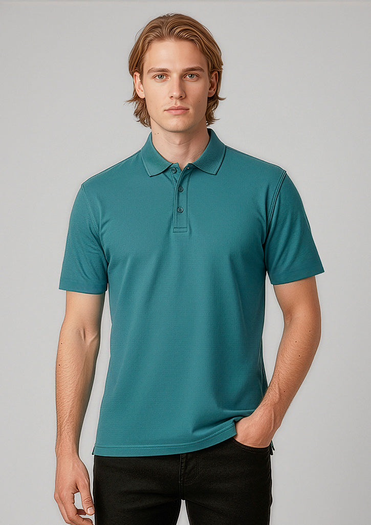 Crew Mens Short Sleeve Polo - Teal - Model