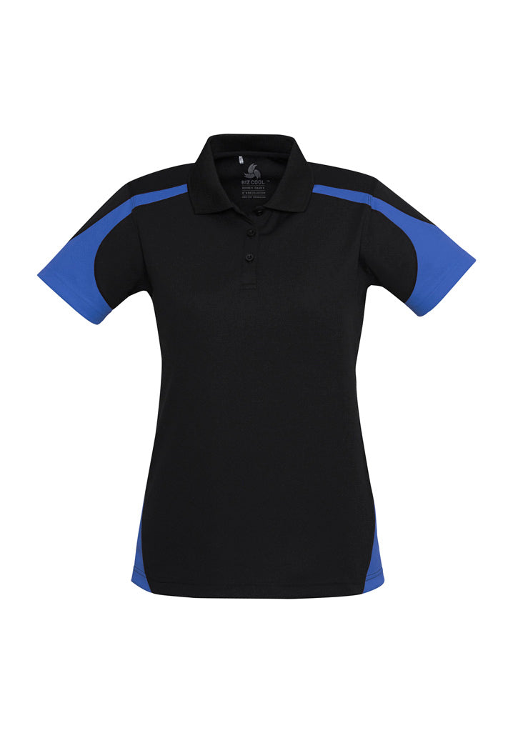 Talon Womens Short Sleeve Polo - Black/Royal - Front