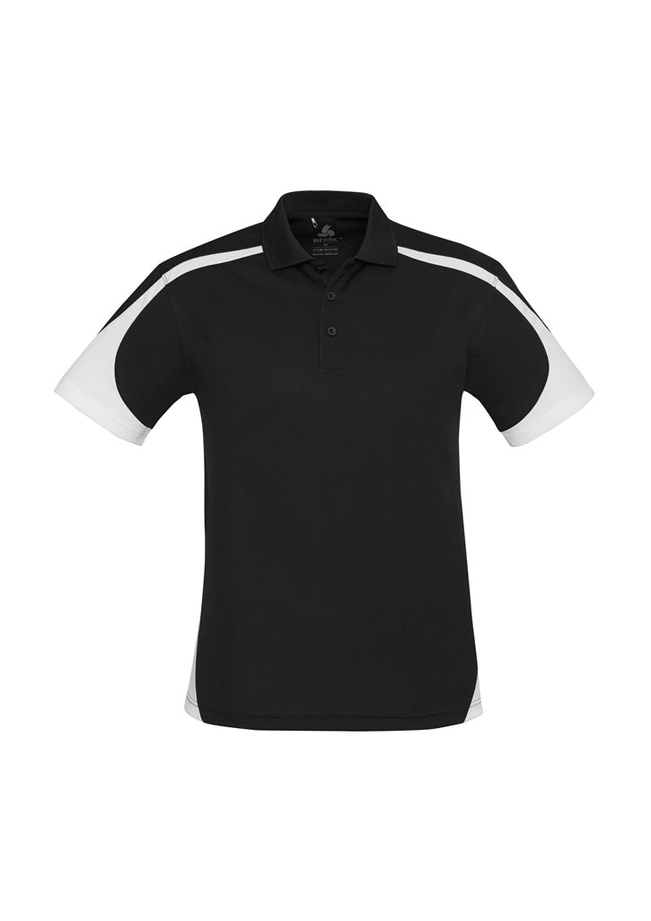 Talon Mens Short Sleeve Polo - Black/White - Front