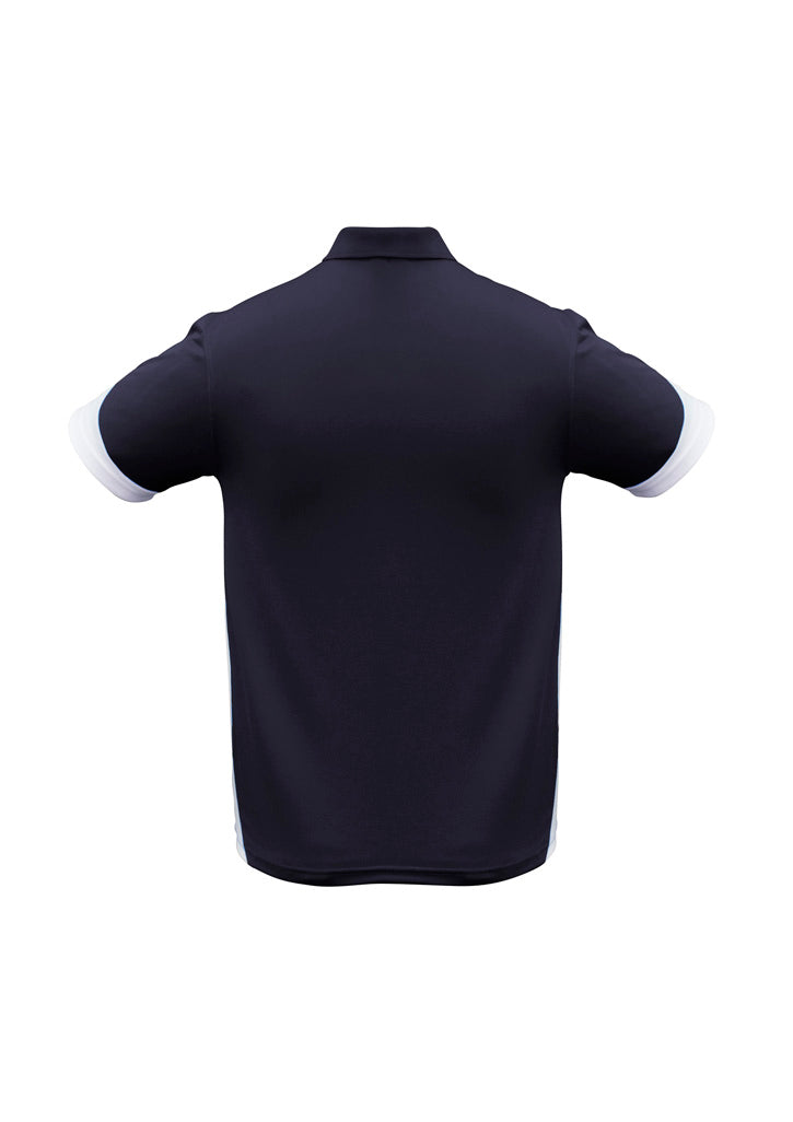 Talon Mens Short Sleeve Polo - Navy/White - Back