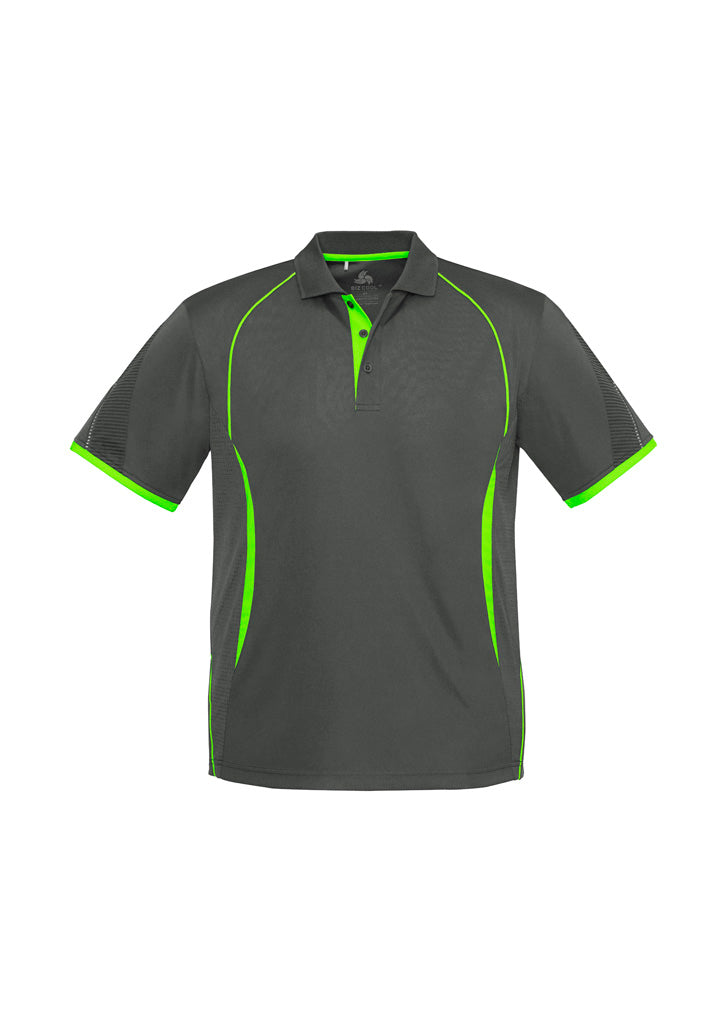 Razor Kids Short Sleeve Polo - Grey/Fluoro Lime - Front