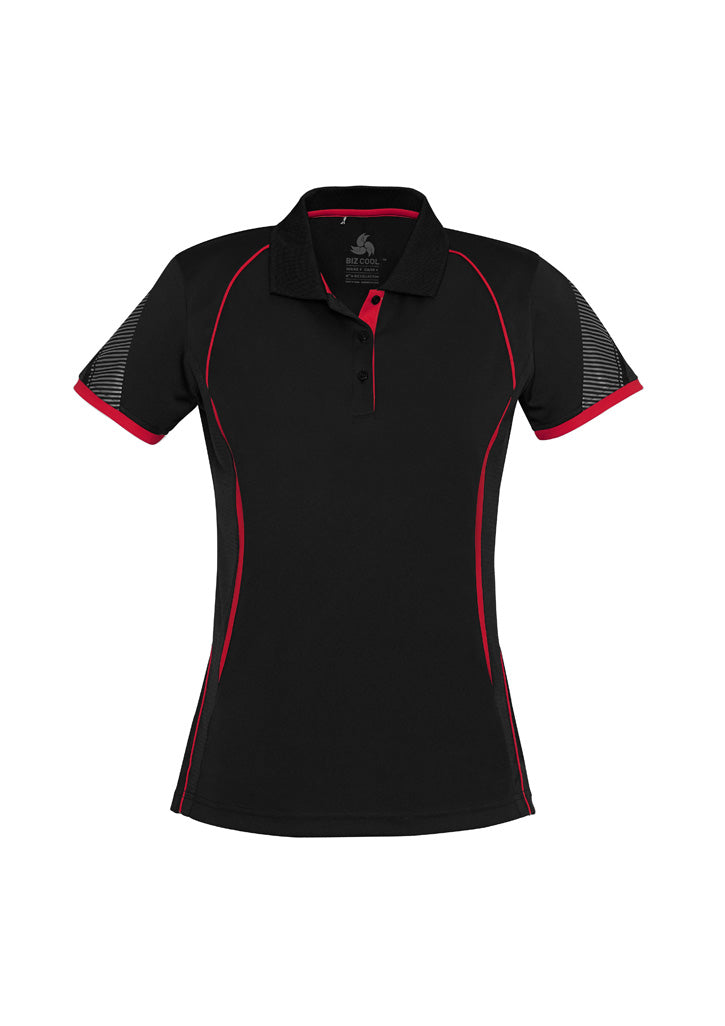 Razor Womens Short Sleeve Polo - Black/Red - Front