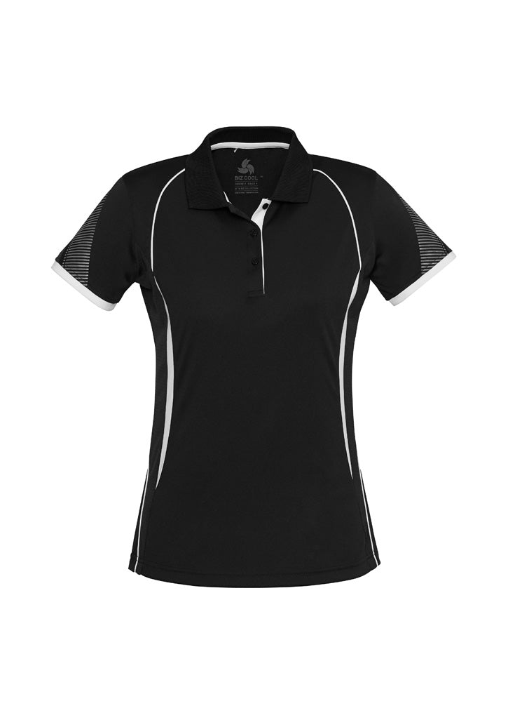 Razor Womens Short Sleeve Polo - Black/White - Front