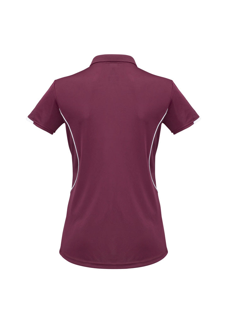Razor Womens Short Sleeve Polo - Maroon/White - Back
