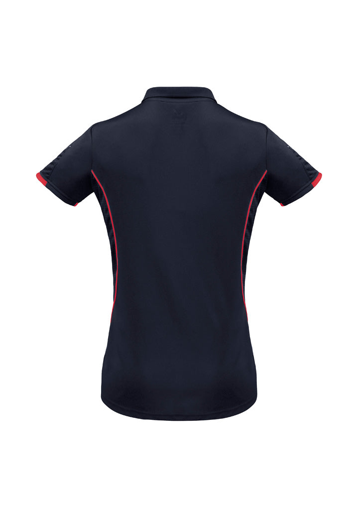 Razor Womens Short Sleeve Polo - Navy/Red - Back