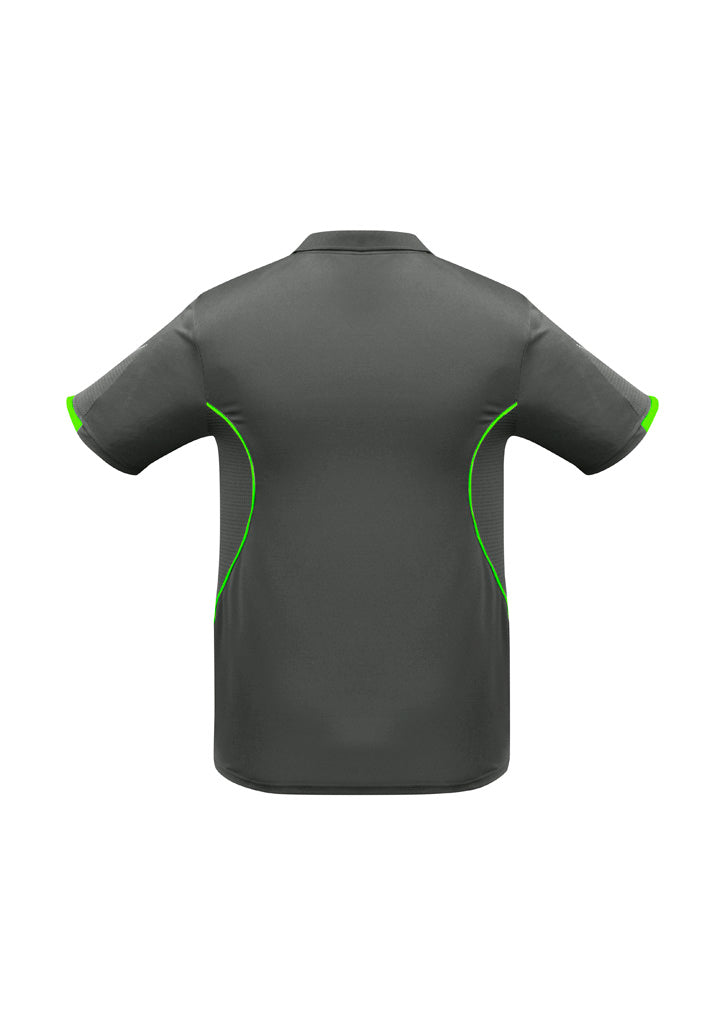 Razor Mens Short Sleeve Polo - Grey/Fluoro Lime - Back