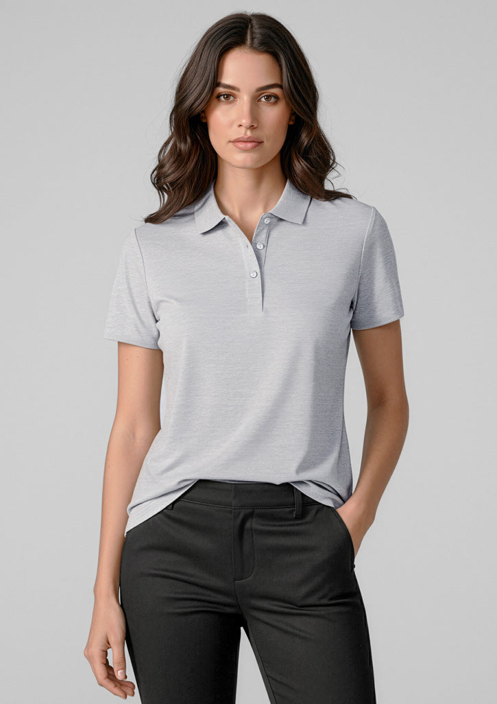 Orbit Womens Short Sleeve Polo - Silver - Model
