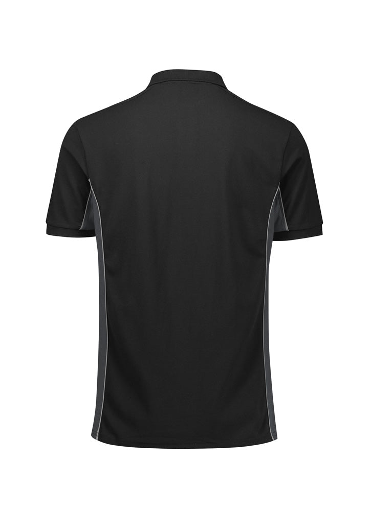 Grid Unisex Short Sleeve Polo - Black/Grey - Back